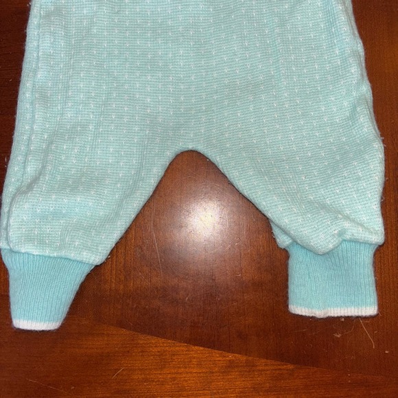 Vintage | Baby Mint Green White Dot | Knit Romper Jumpsuit Overalls - Picture 3 of 7